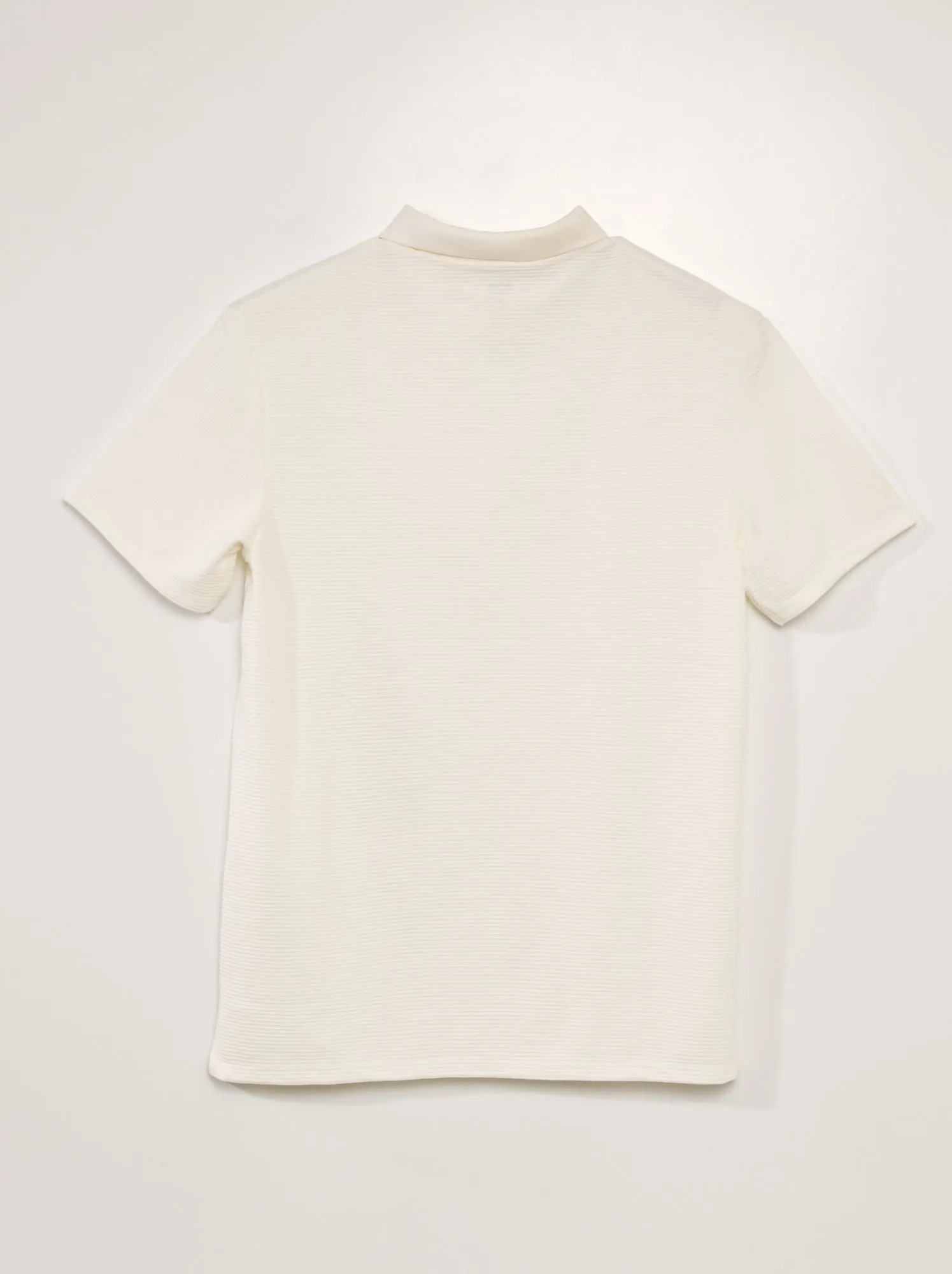 Polo con collo con zip in maglia testurizzata - BIANCO