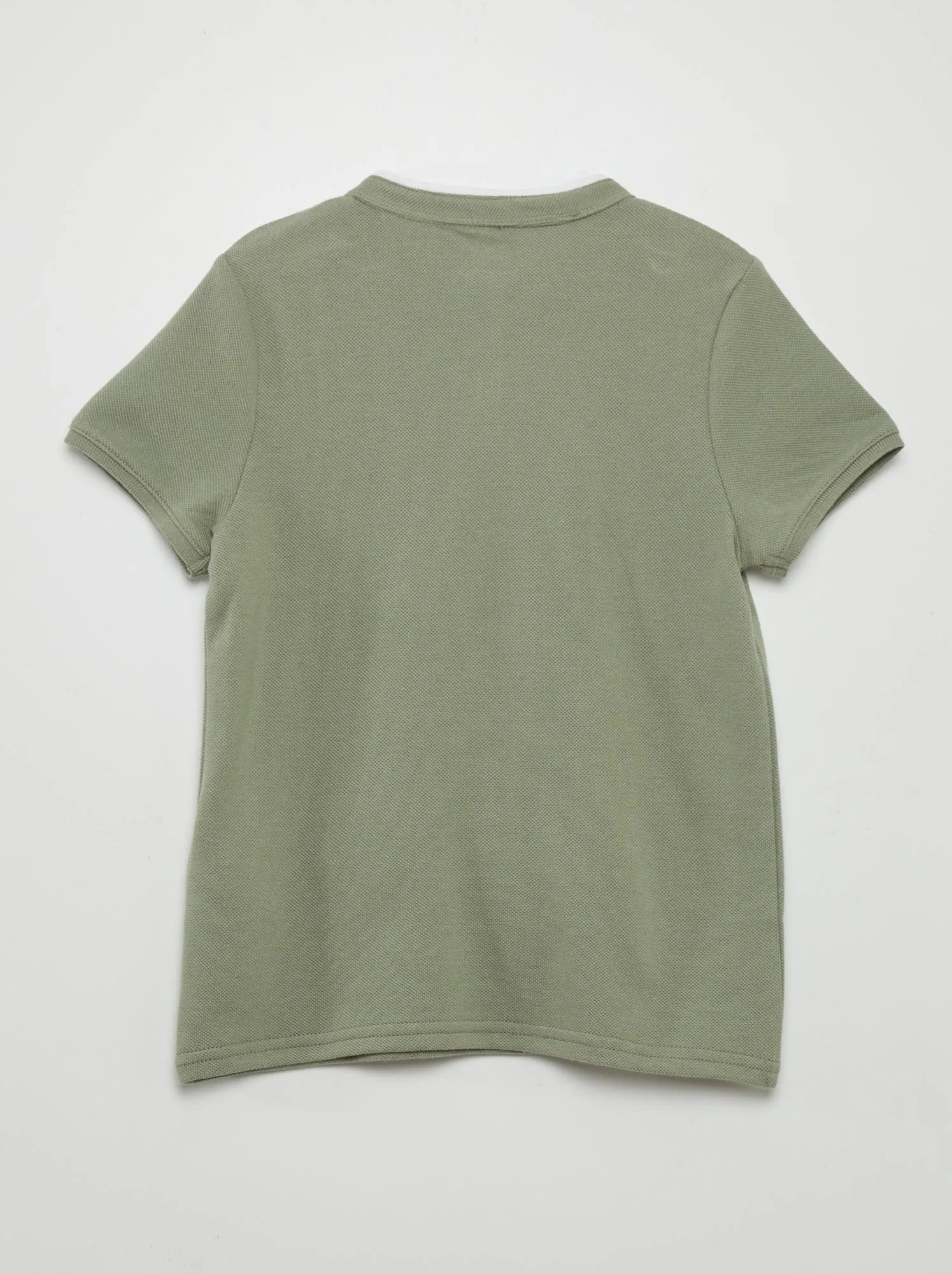 Polo in maglia piqué con collo alla coreana - VERDE