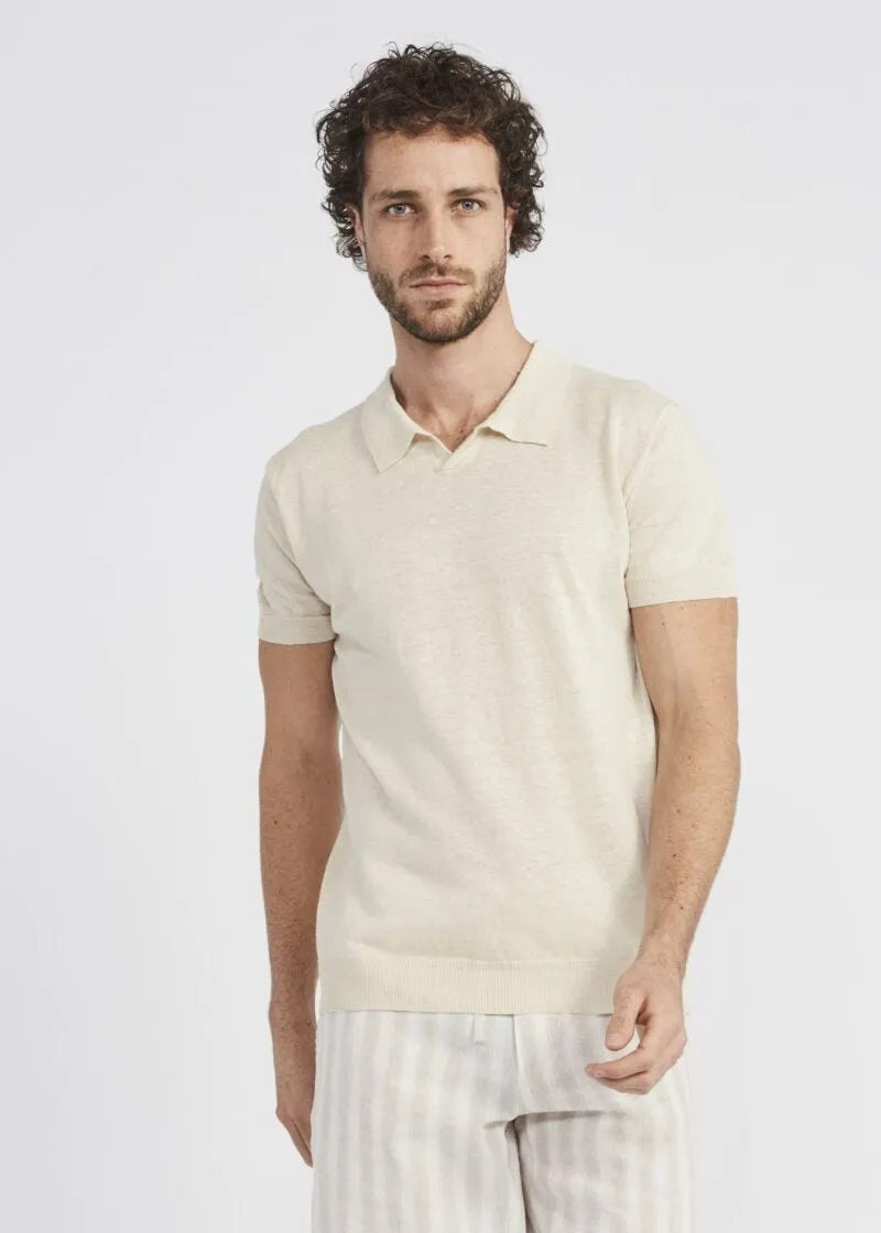 Polo in misto lino e cotone