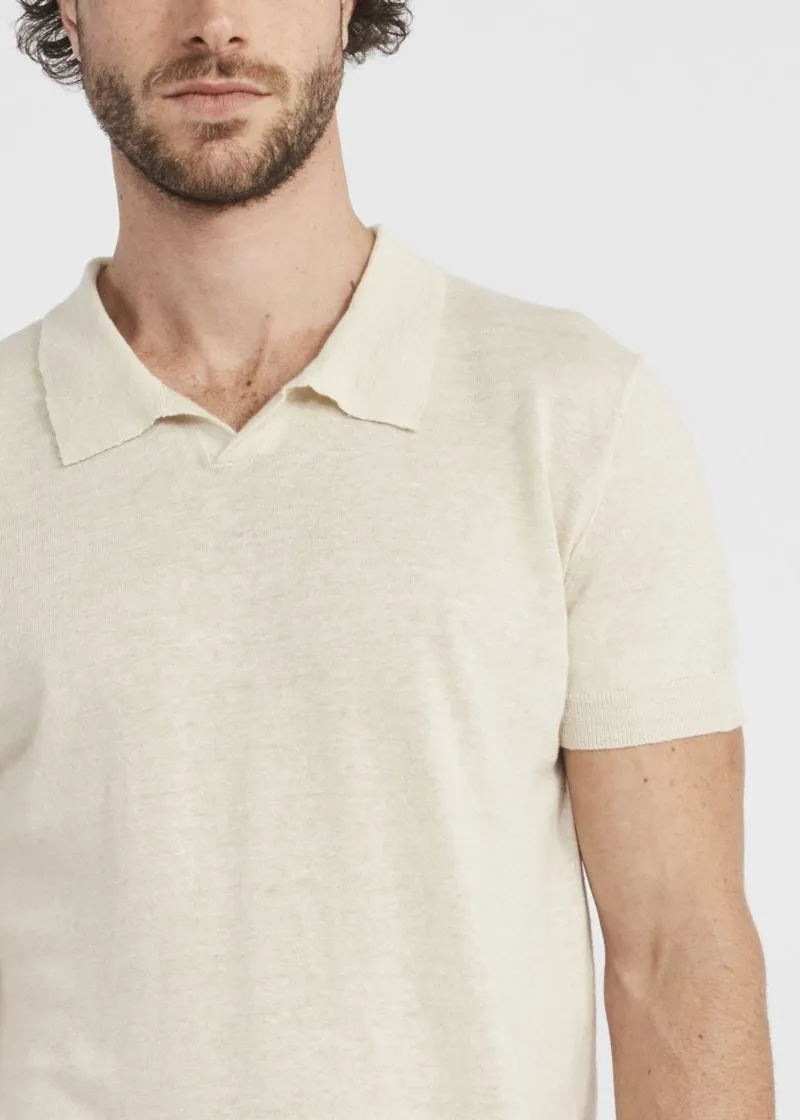 Polo in misto lino e cotone