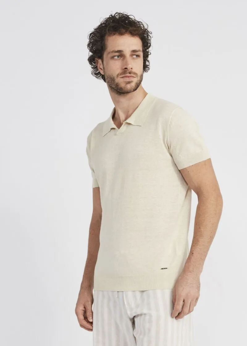 Polo in misto lino e cotone