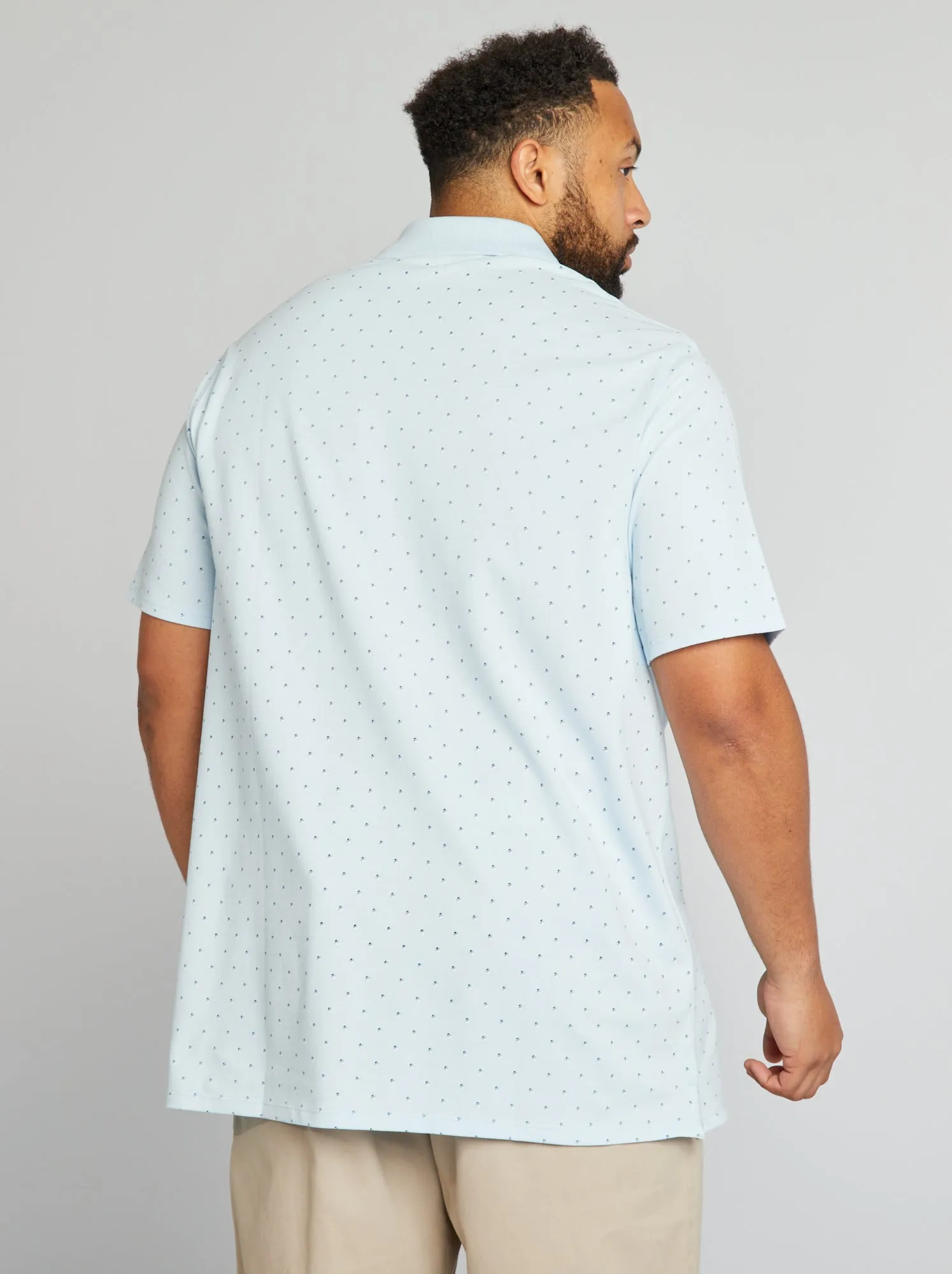 Polo in piqué di cotone con motivi - BLU