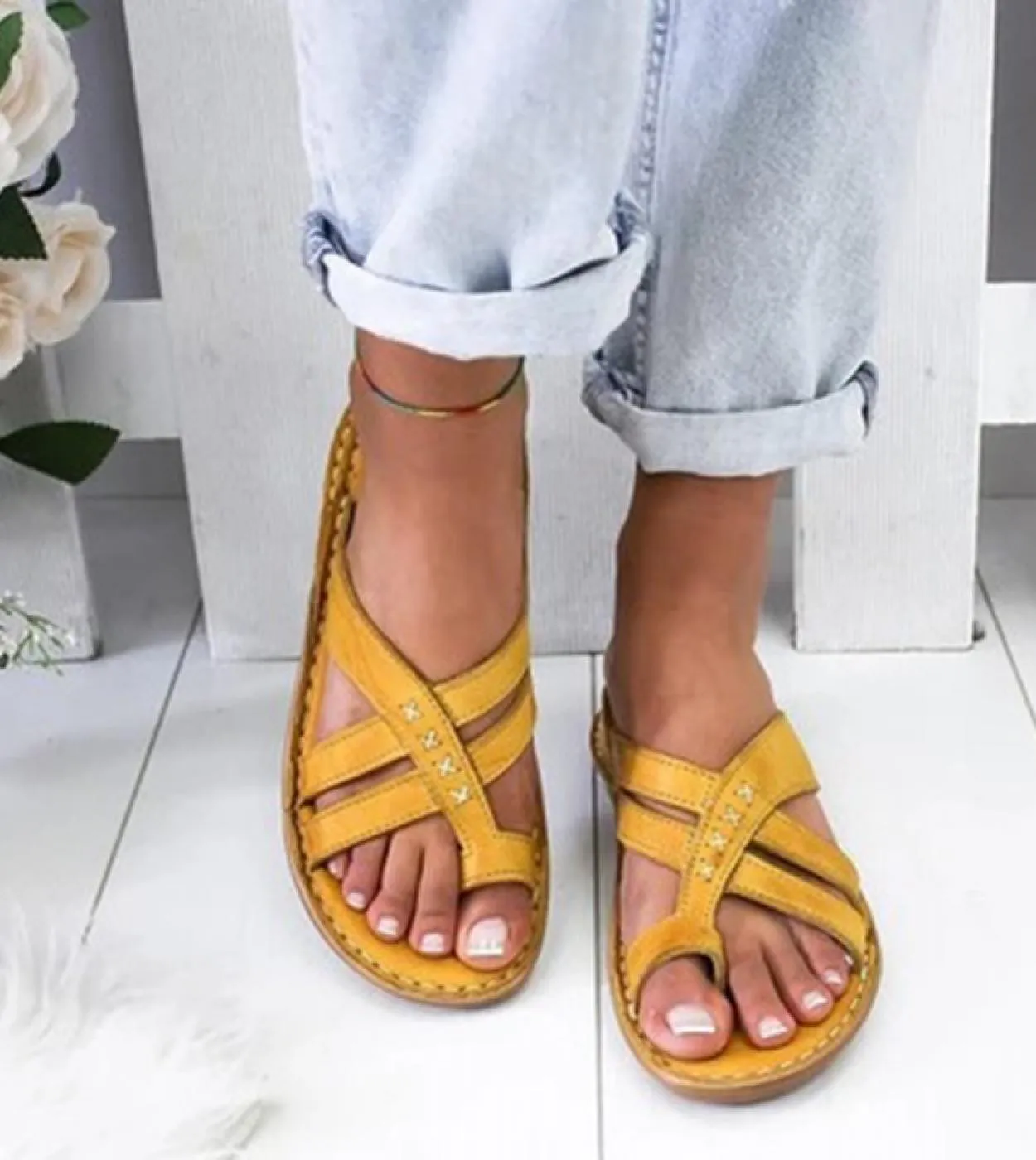 Sandali gladiatore Donna Pantofole comode Fahion Sandali con zeppa romani Tacchi bassi Scarpe da spiaggia Infradito casual Sanda