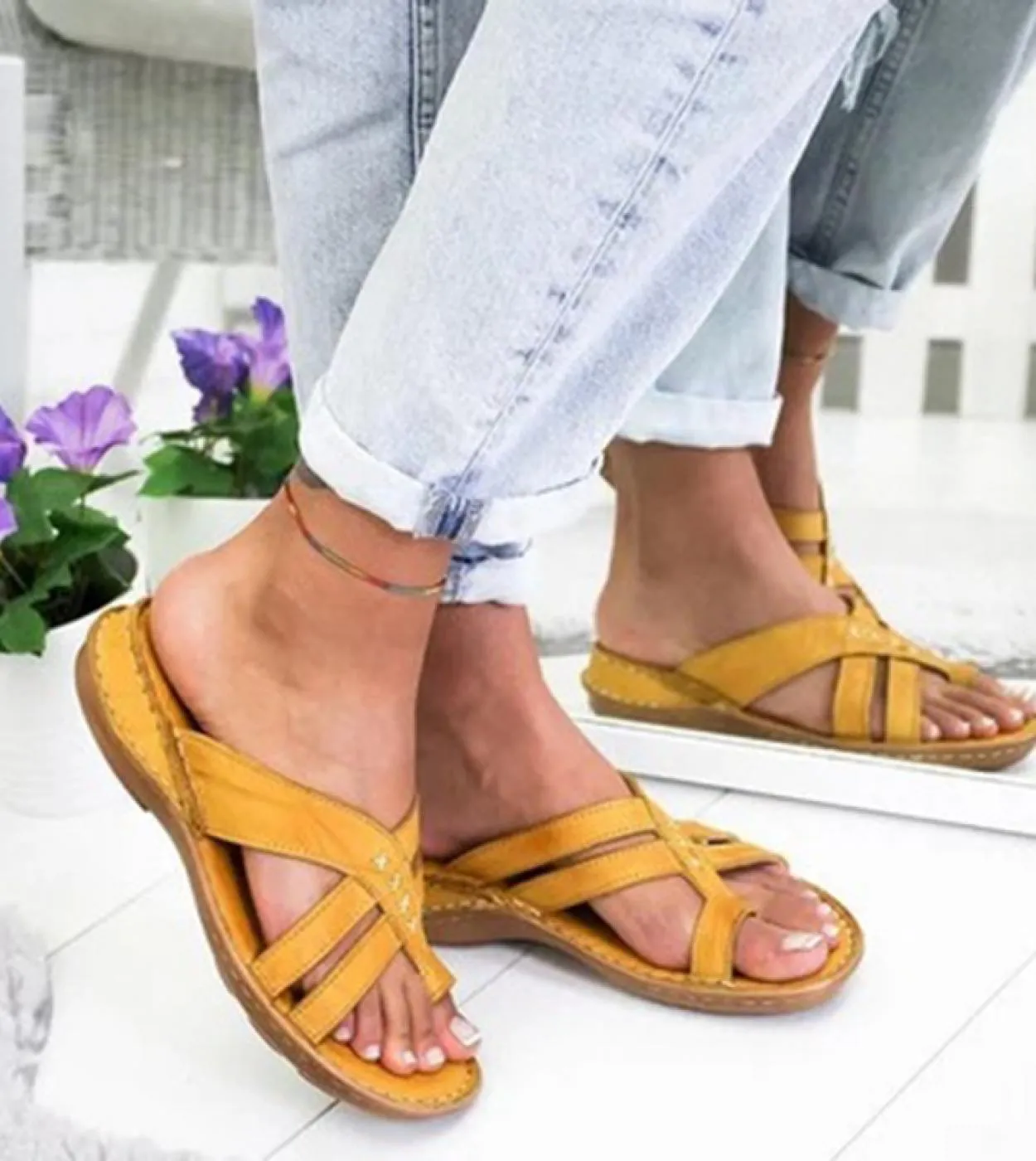Sandali gladiatore Donna Pantofole comode Fahion Sandali con zeppa romani Tacchi bassi Scarpe da spiaggia Infradito casual Sanda