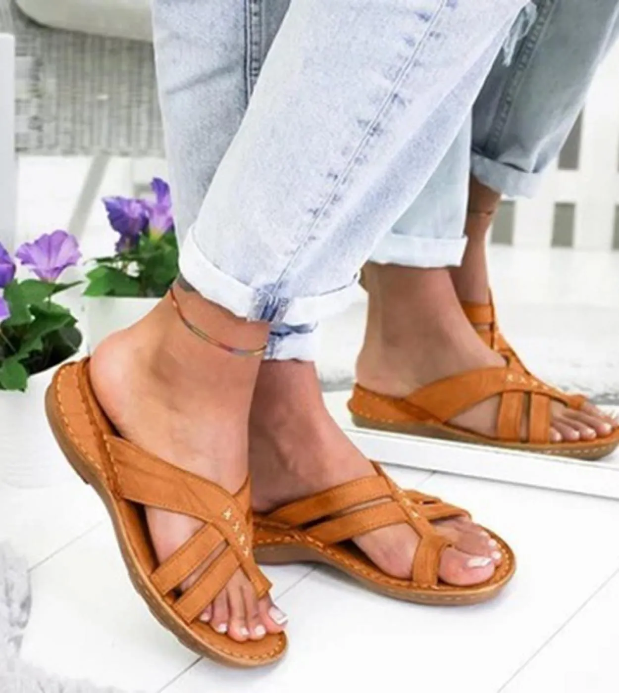 Sandali gladiatore Donna Pantofole comode Fahion Sandali con zeppa romani Tacchi bassi Scarpe da spiaggia Infradito casual Sanda
