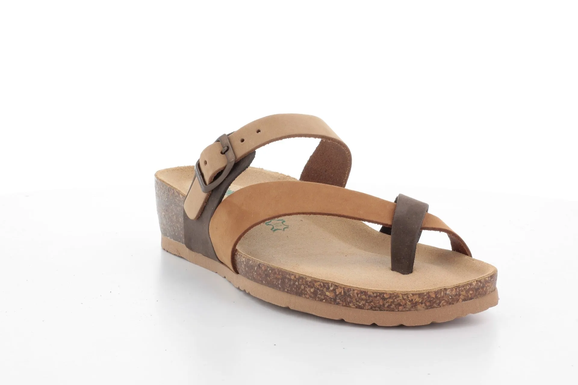SANDALI INFRADITO PELLE BICOLOR TORTORA