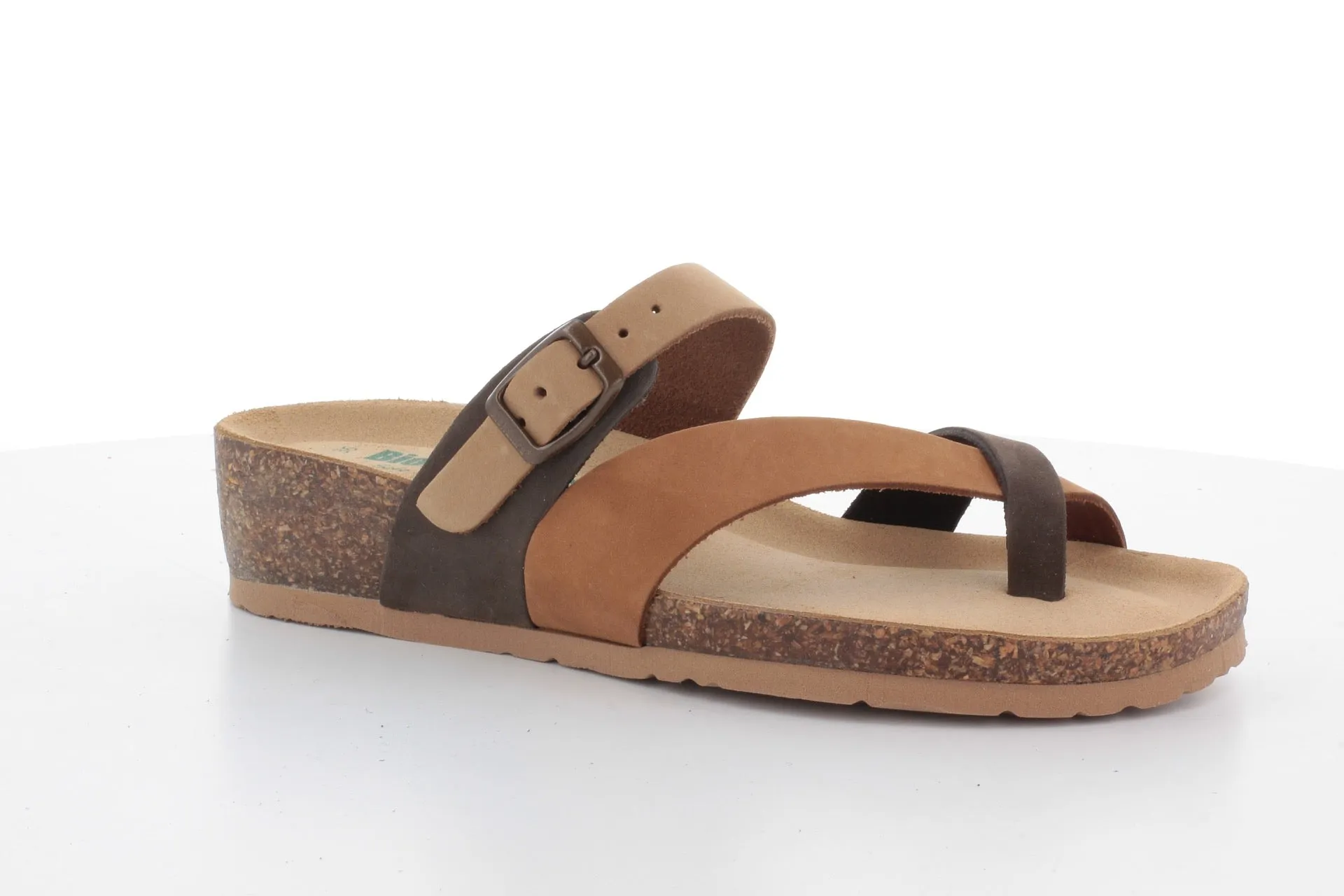 SANDALI INFRADITO PELLE BICOLOR TORTORA