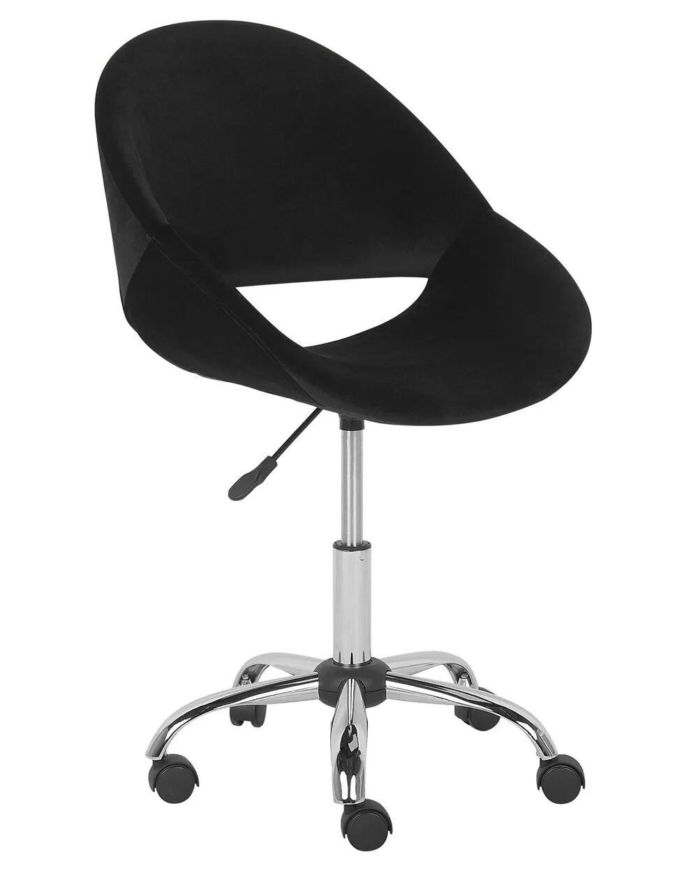 Sedia da ufficio con rotelle in velluto nero SELMA