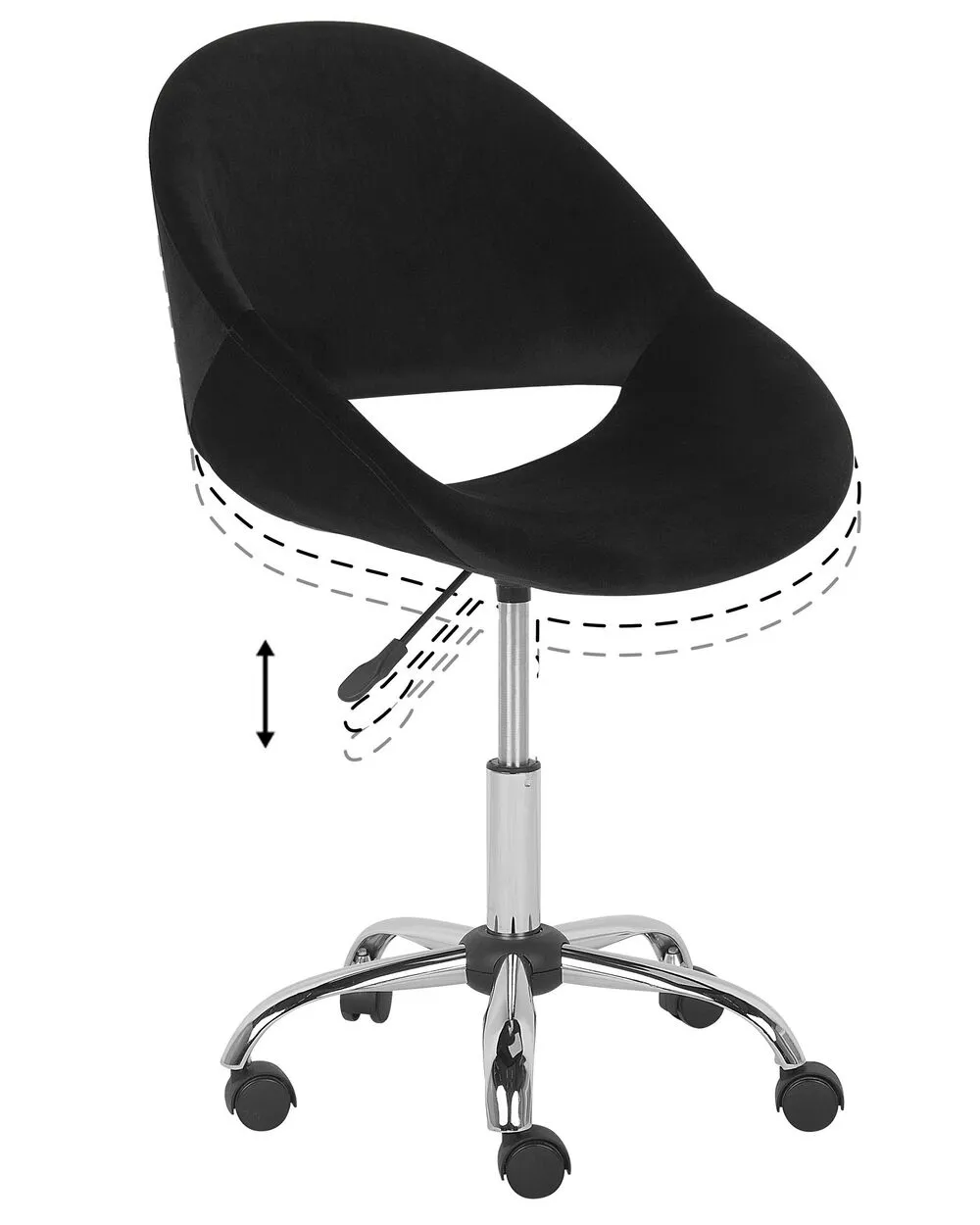 Sedia da ufficio con rotelle in velluto nero SELMA