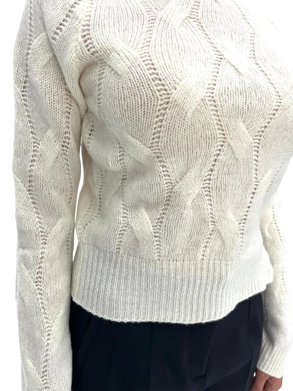SOLOTRE   MAGLIA A COLLO ALTO PANNA IN CASHMERE E LANA
