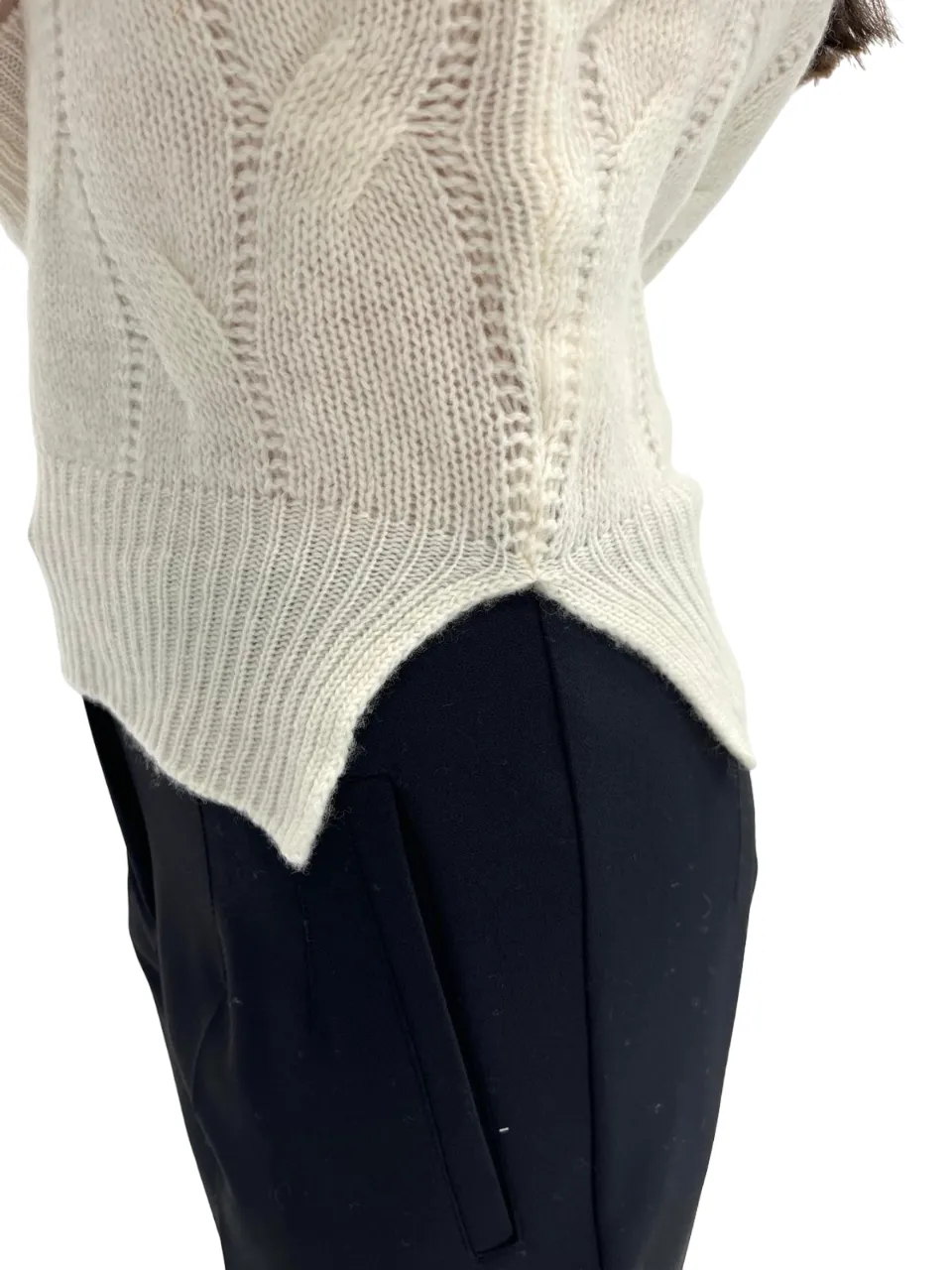 SOLOTRE   MAGLIA A COLLO ALTO PANNA IN CASHMERE E LANA