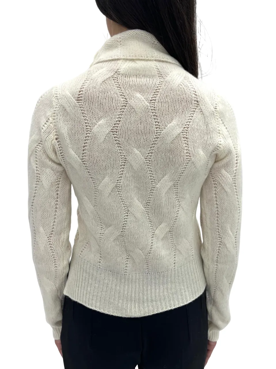 SOLOTRE   MAGLIA A COLLO ALTO PANNA IN CASHMERE E LANA