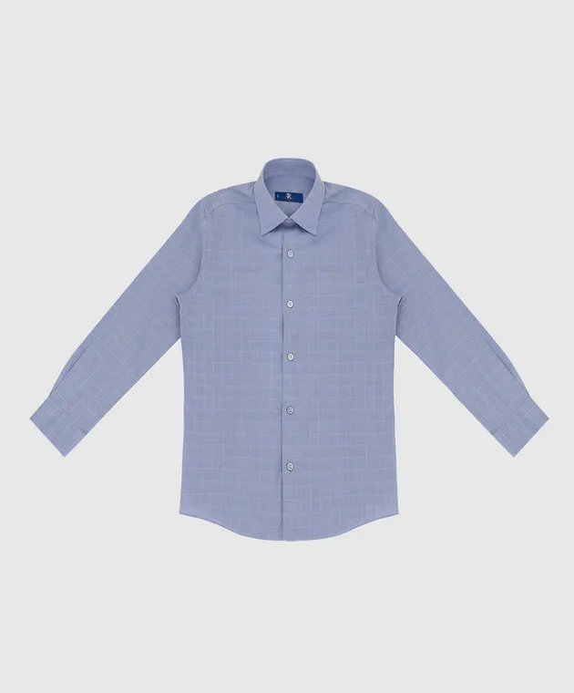 Stefano Ricci Camicia a quadretti azzurra per bambini YC002317LJ1701