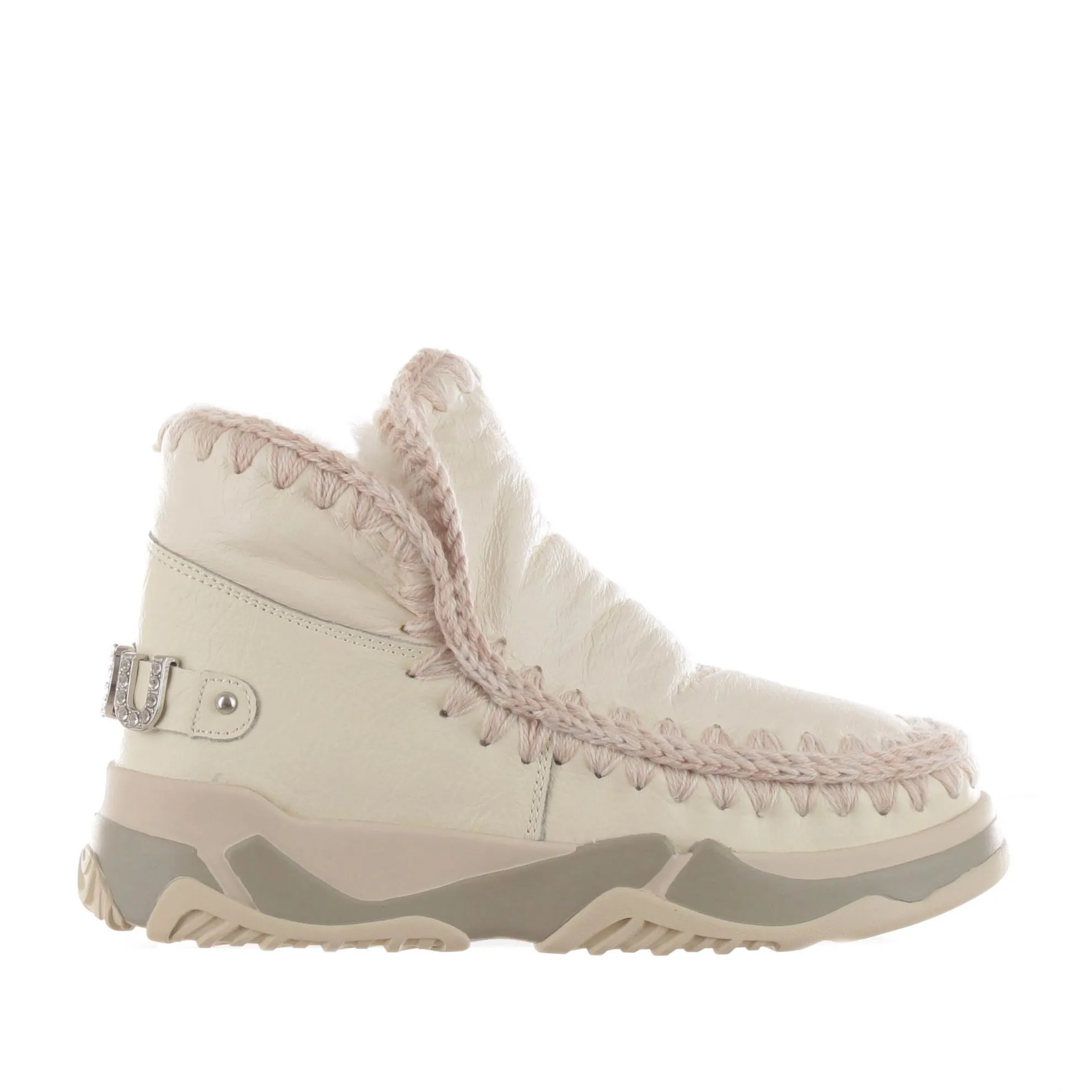 Stivaletto eskimo trainer in montone con logo