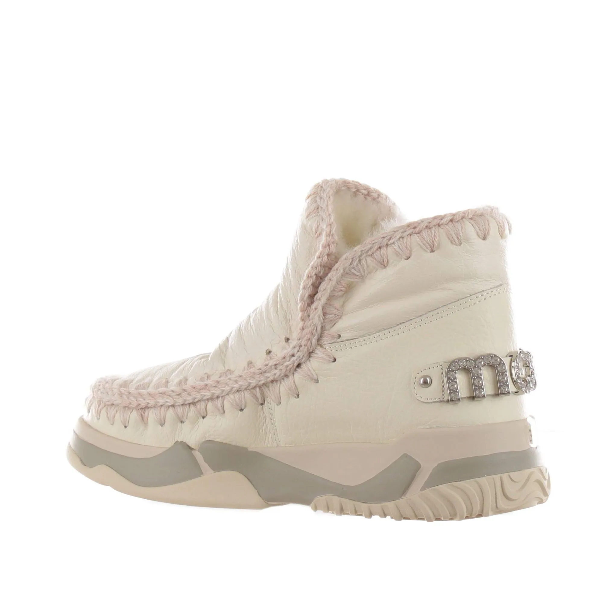 Stivaletto eskimo trainer in montone con logo