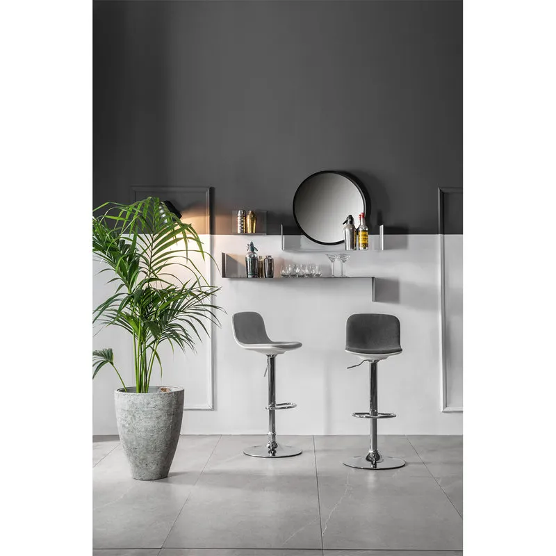 Stones Set 2 sgabelli in tessuto, grigio scuro