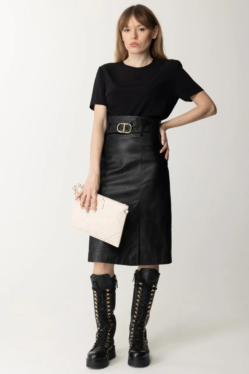T-shirt in seta Nero