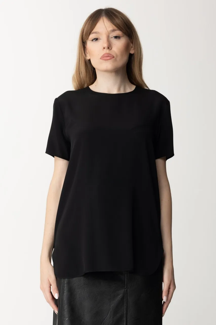 T-shirt in seta Nero