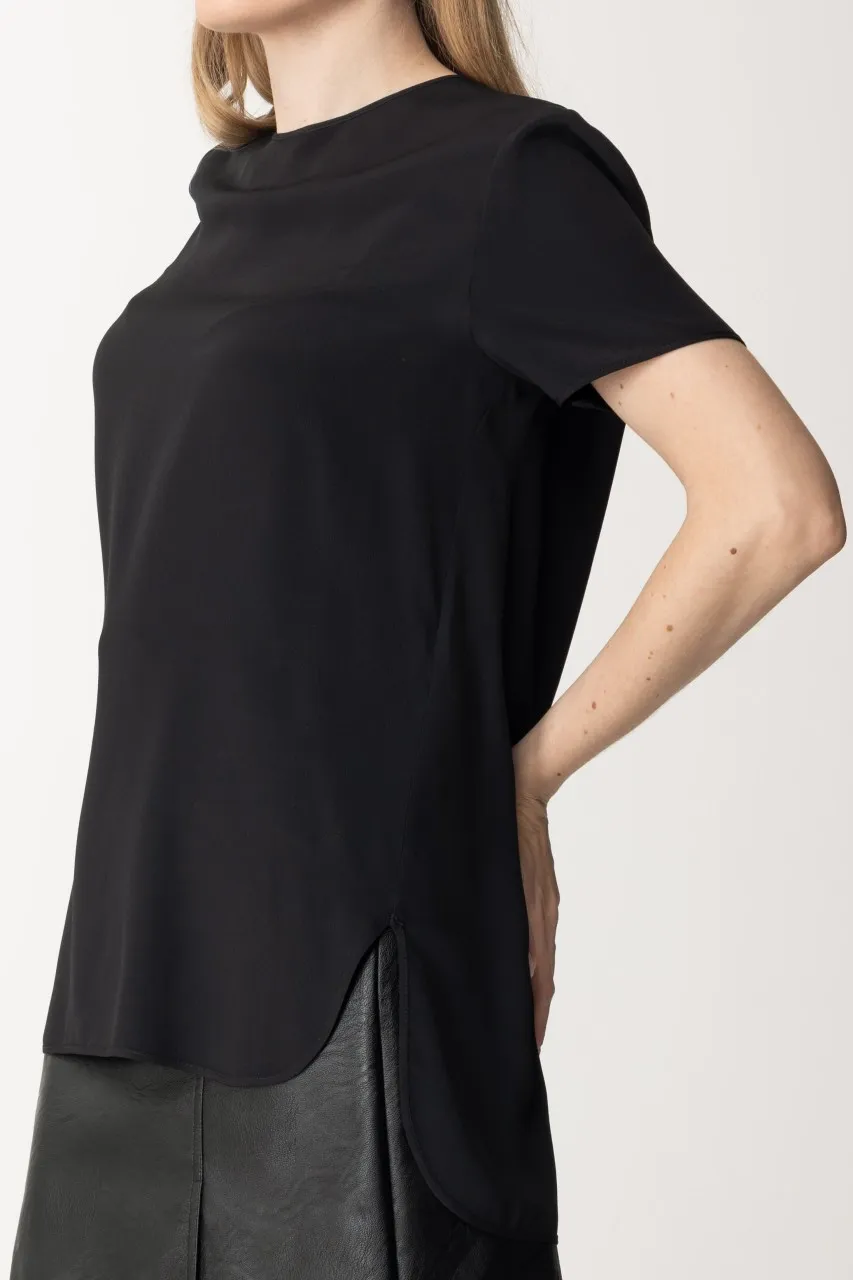 T-shirt in seta Nero