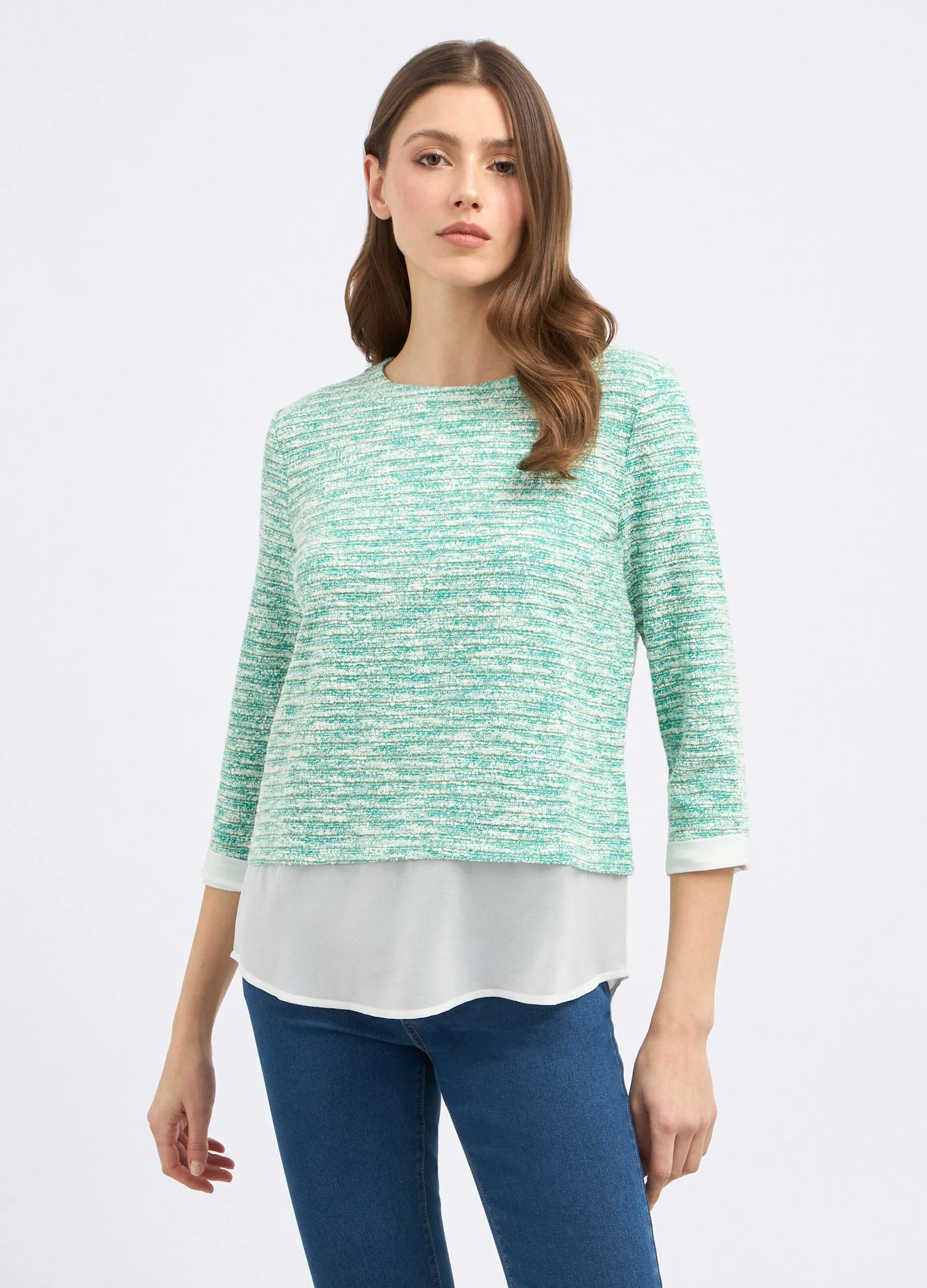 T-shirt in tessuto fancy con inserti donna