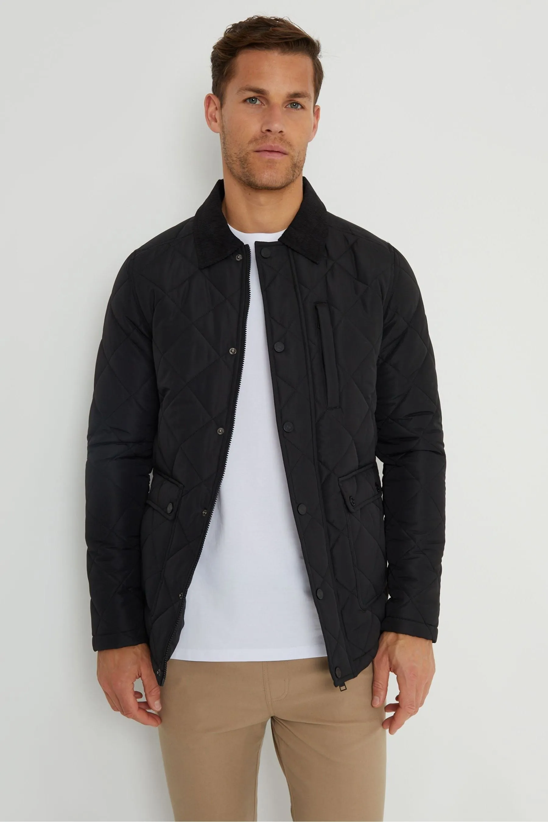 Threadbare - Con colletto Giacca trapuntata impermeabile a rombi    