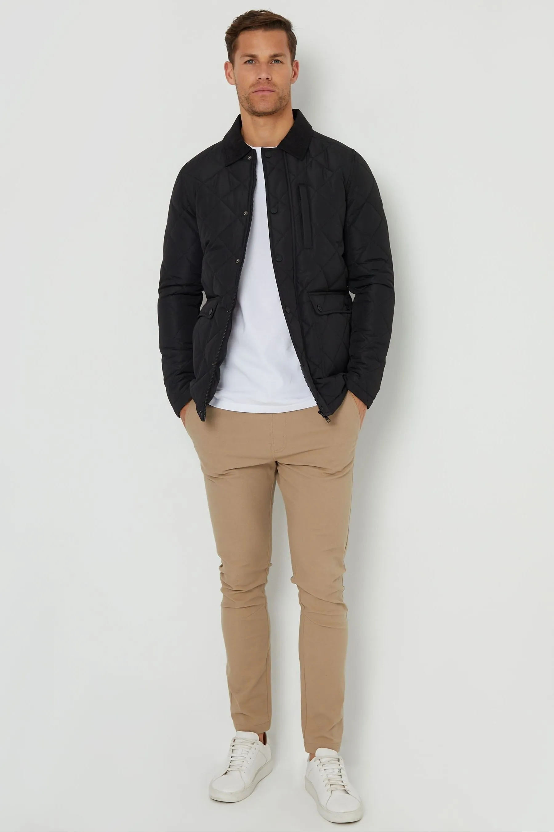 Threadbare - Con colletto Giacca trapuntata impermeabile a rombi    