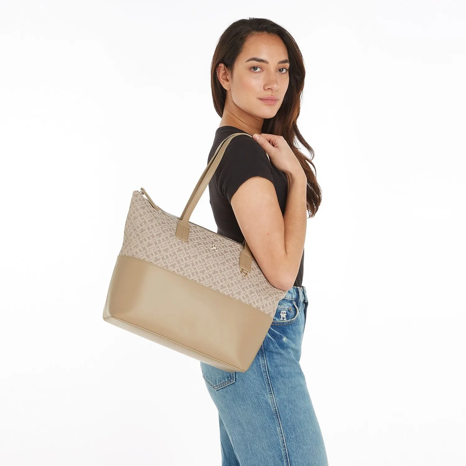Tommy Hilfiger TH Jacquard Borsa shopper 44 cm