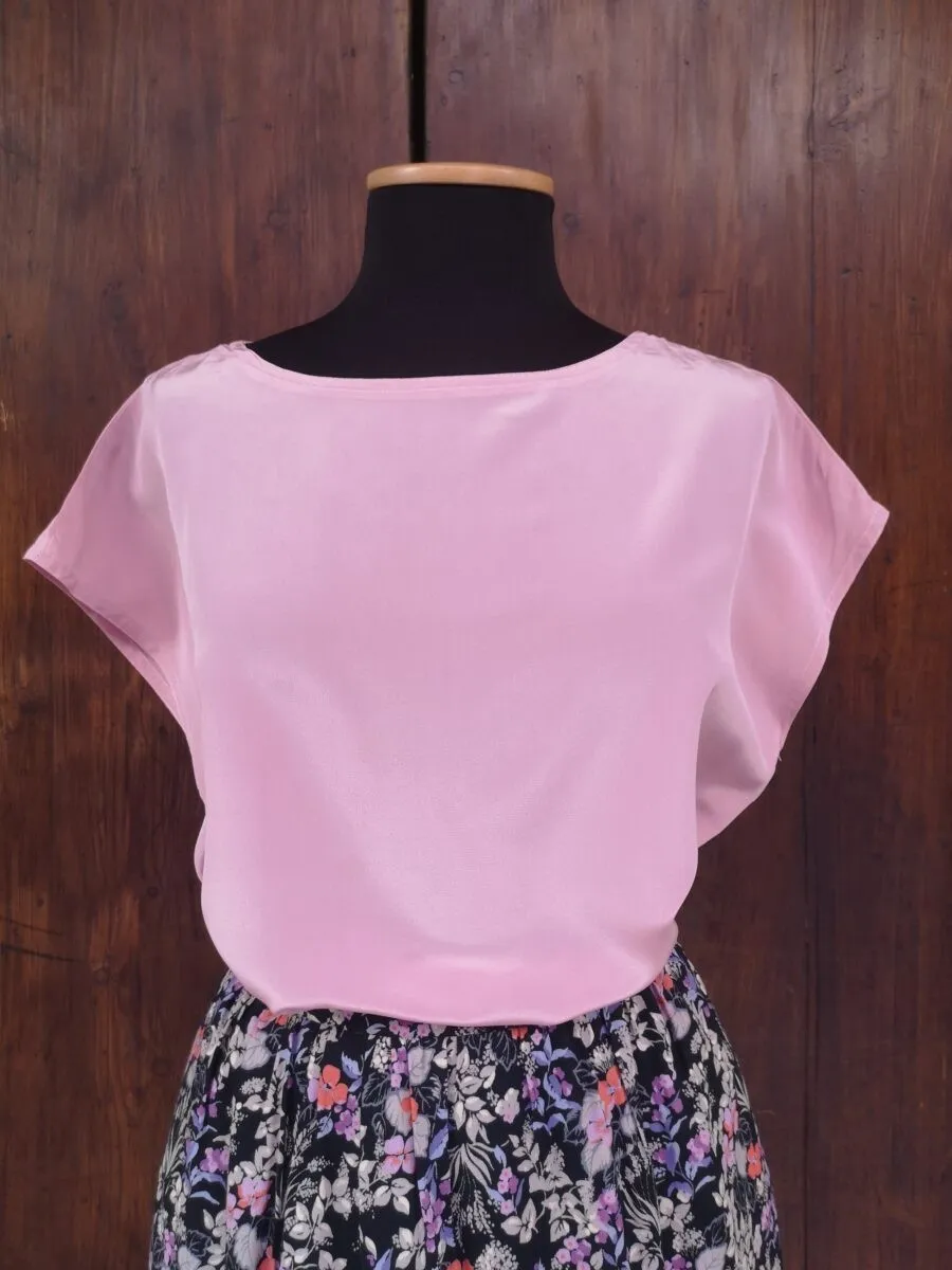 Top in pura seta rosa pastello