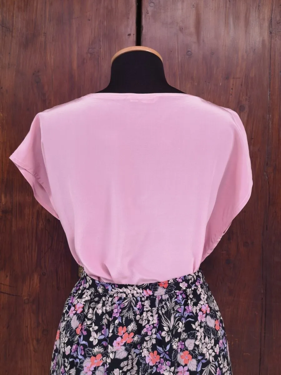 Top in pura seta rosa pastello