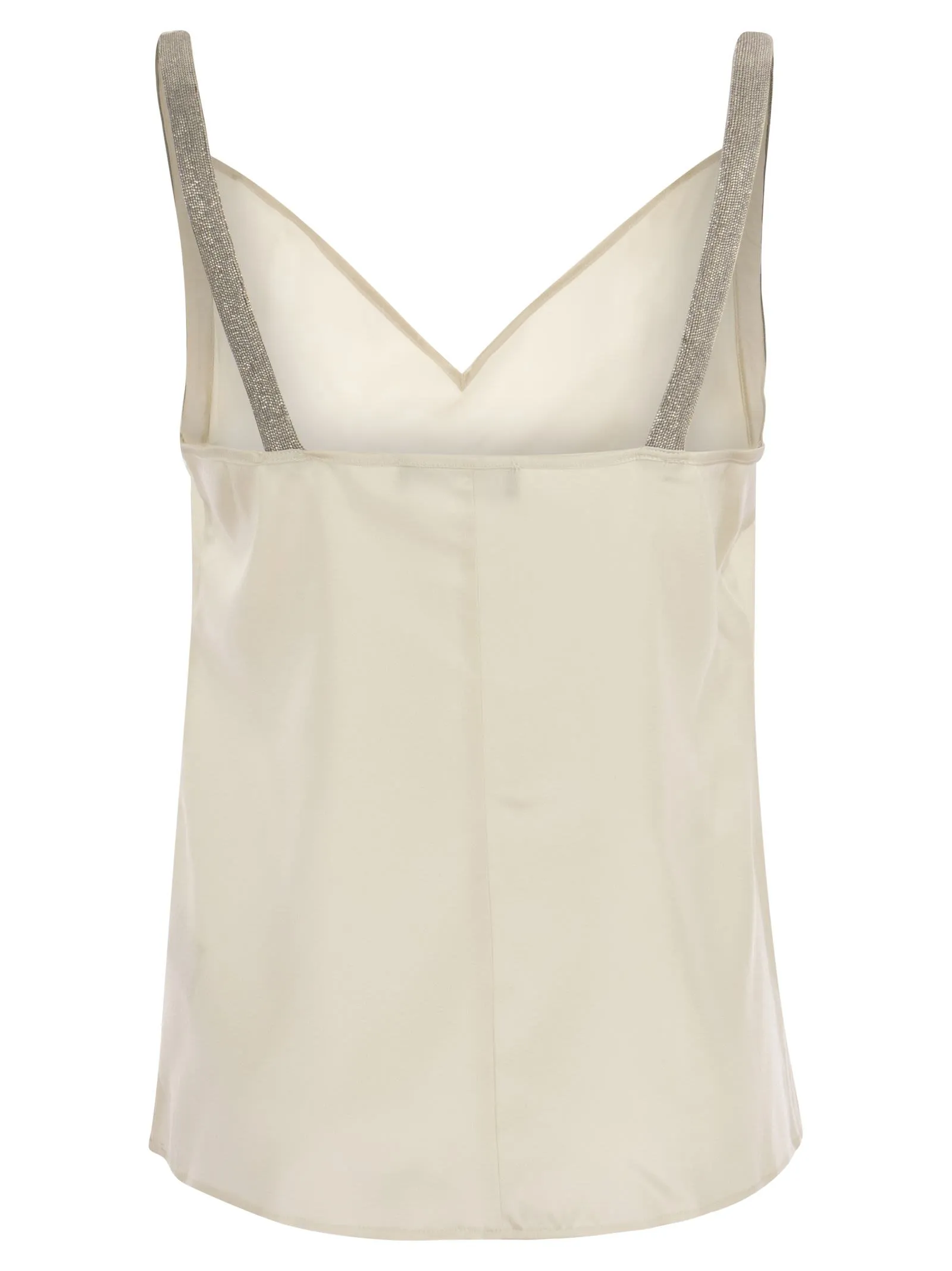 Top in seta con spalline in monile