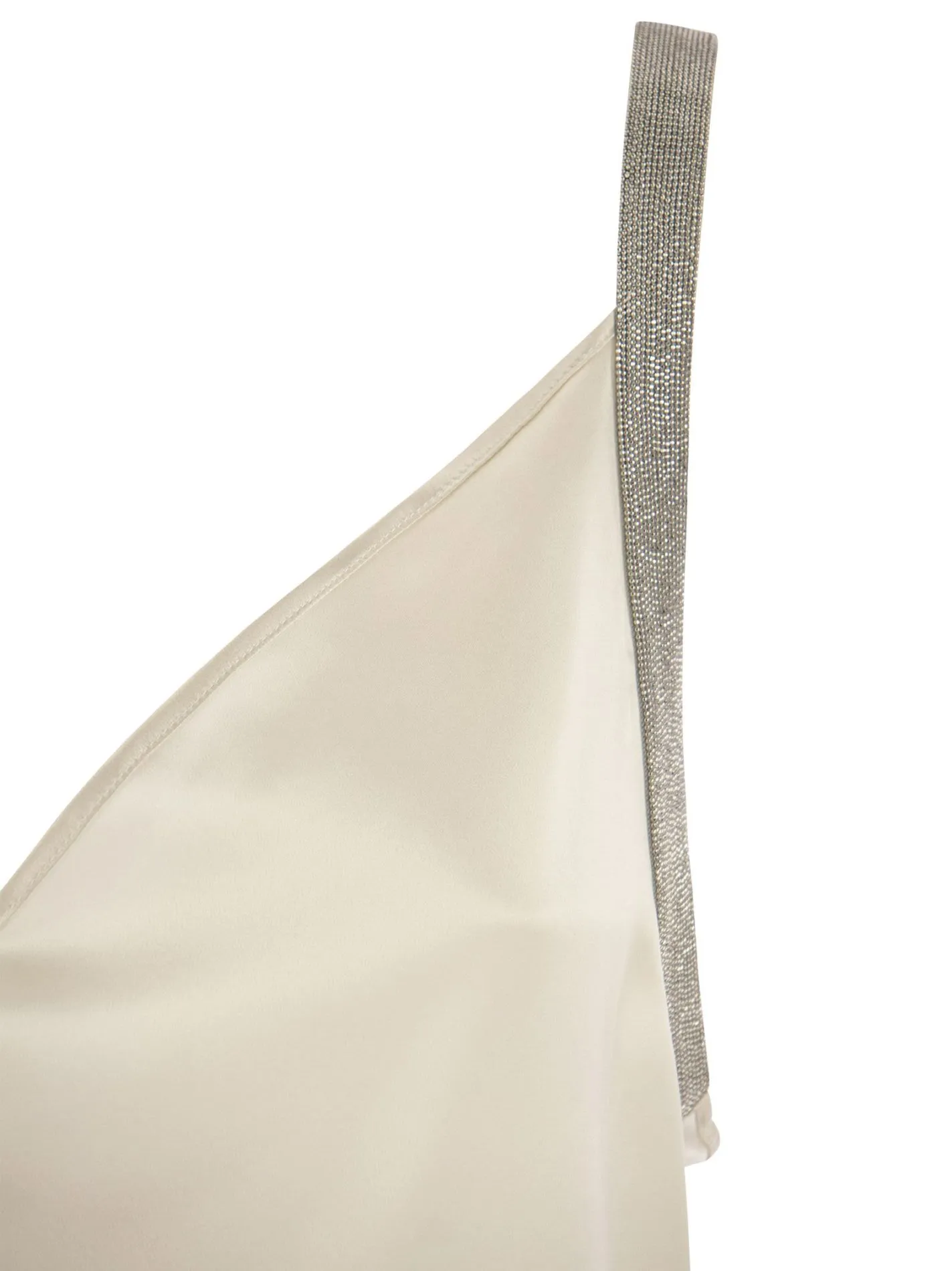 Top in seta con spalline in monile