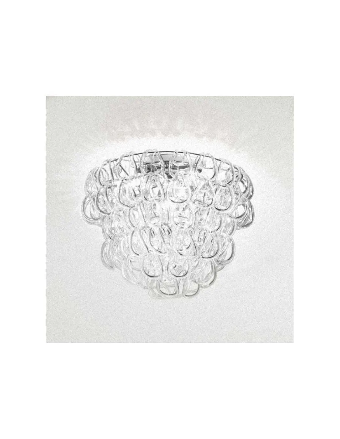 Vistosi Giogali PL50 Plafoniera con 125 ganci in cristallo trasparente, 4 E27, MADE IN ITALY, Tonda, Diametro 50 cm, Moderna