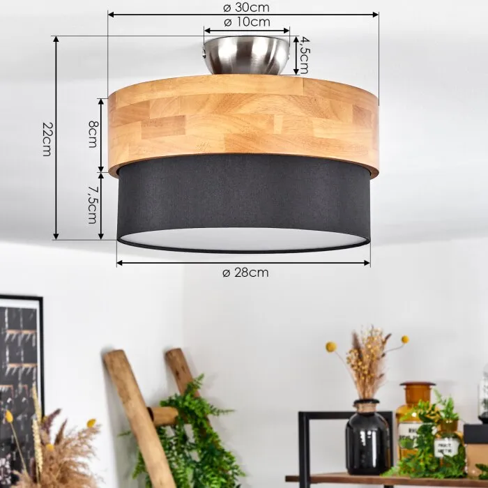 Vrolle Plafoniera Legno chiaro, Nichel opaco, 2-Luci