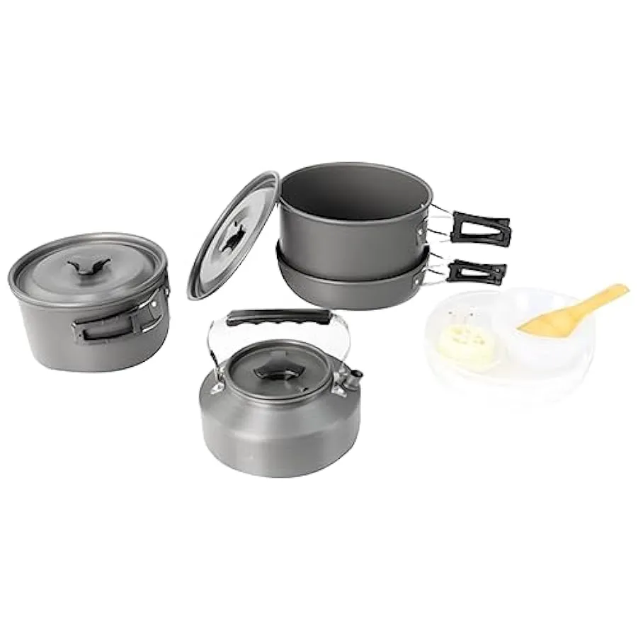 Xptieeck Set di pentole da portatili pieghevoli con pentola e padella da con borsa per il trasporto, per all’aperto, in spalla, 