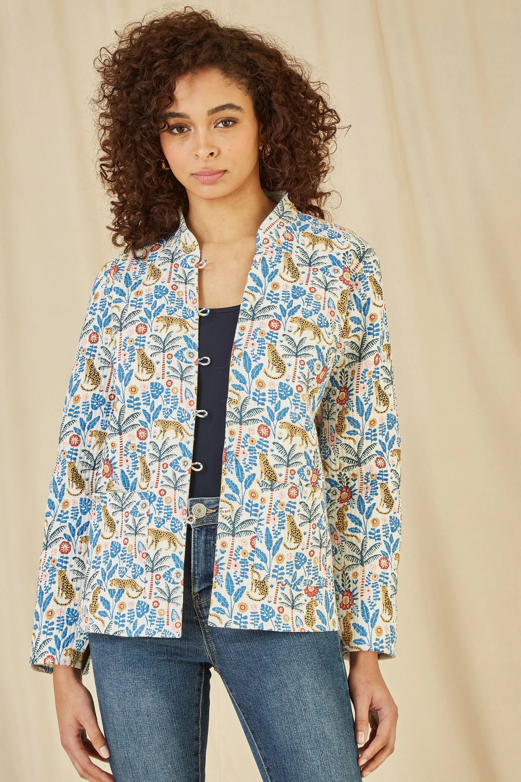 Yumi Floreale Stampa - Giacca trapuntata in cotone double-face    