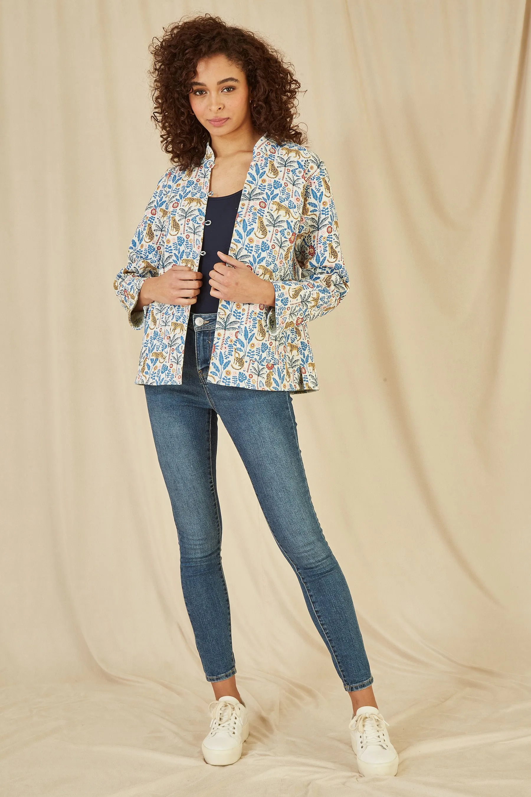 Yumi Floreale Stampa - Giacca trapuntata in cotone double-face    