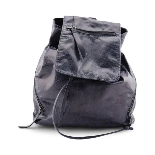 Zaino blu da donna in pelle