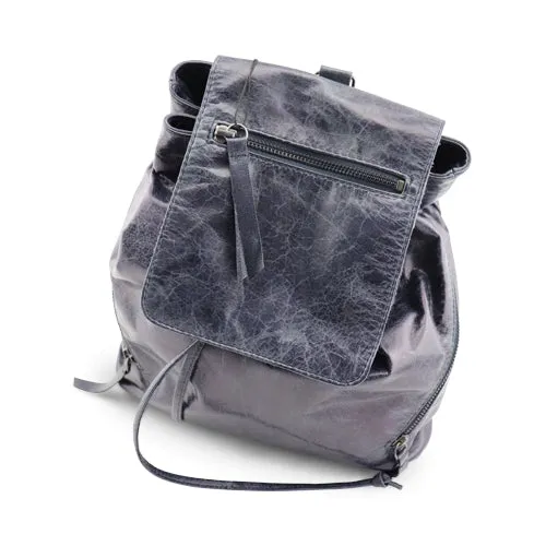 Zaino blu da donna in pelle