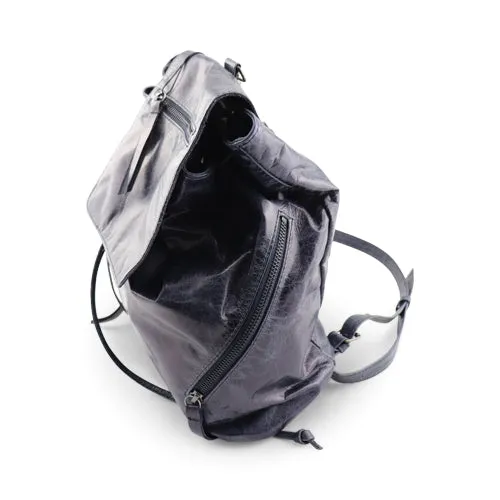 Zaino blu da donna in pelle