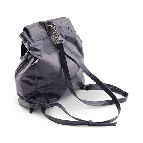Zaino blu da donna in pelle