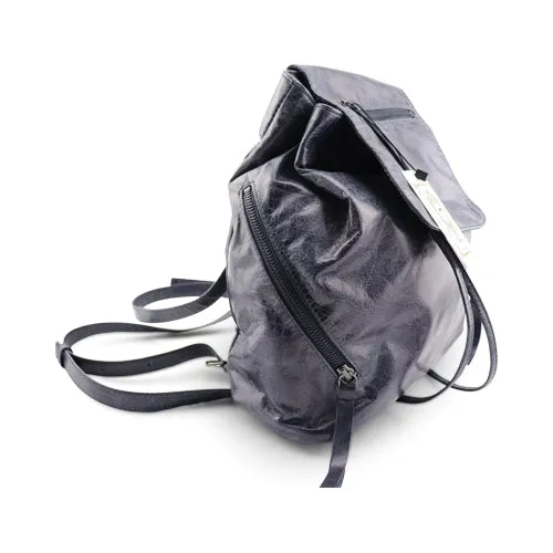 Zaino blu da donna in pelle