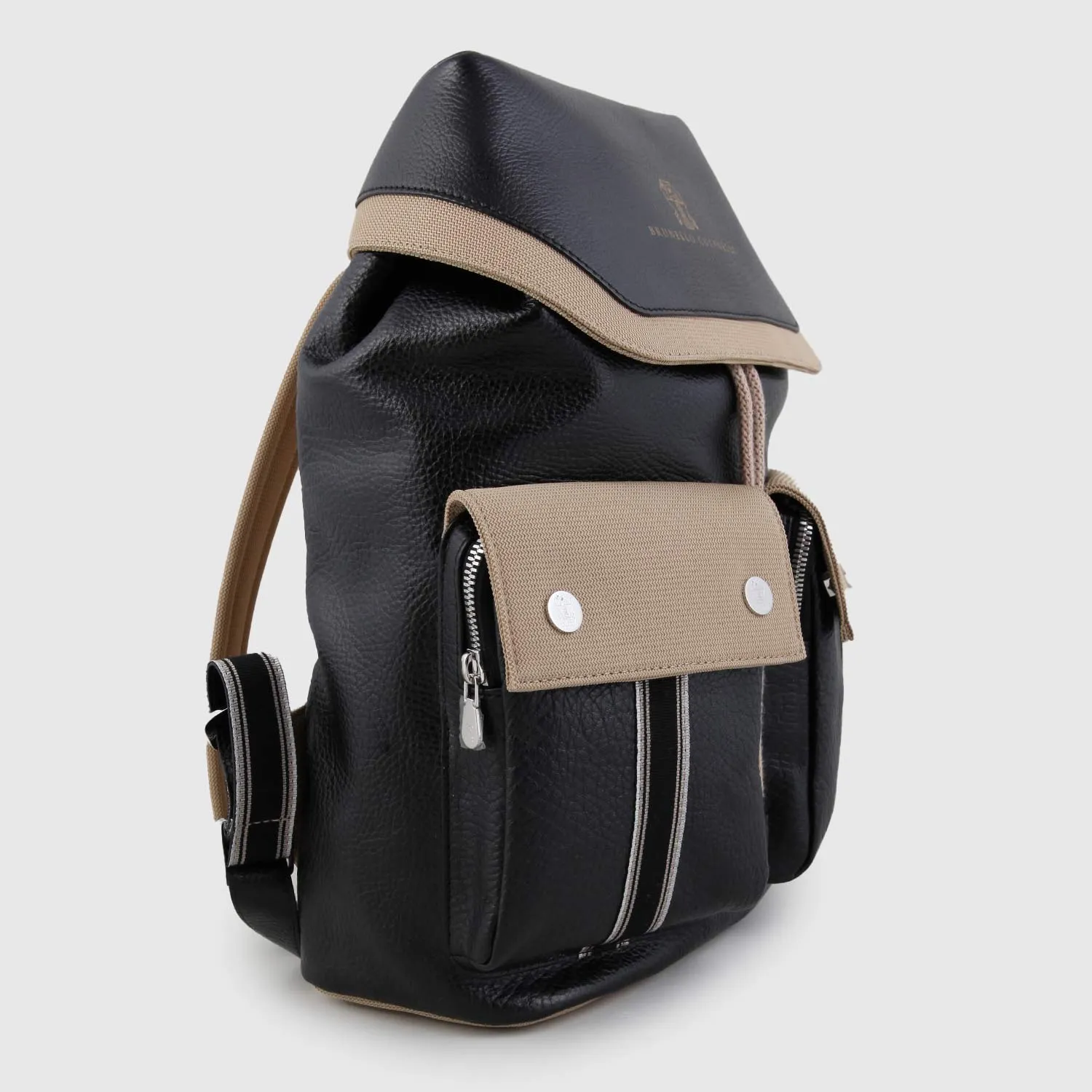 Zaino In Pelle Con Finiture In Nylon