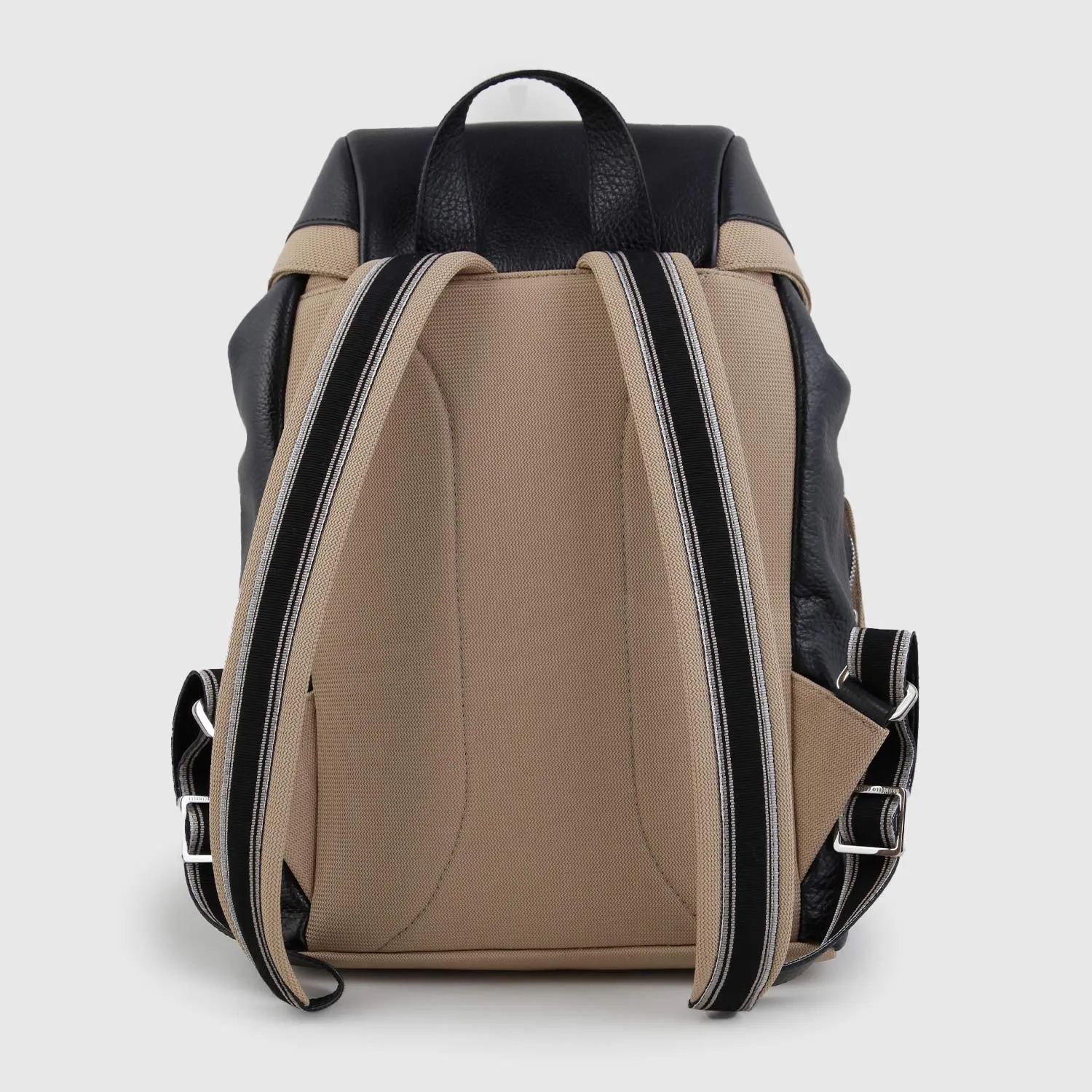 Zaino In Pelle Con Finiture In Nylon