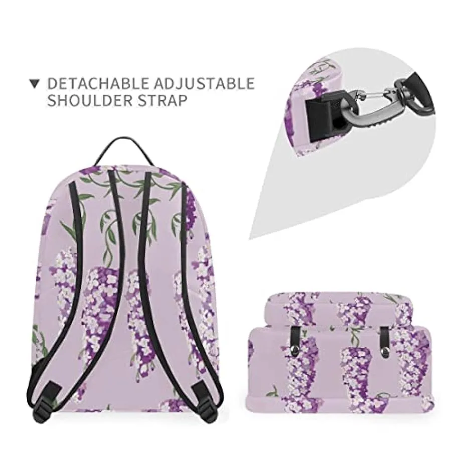 ZANHUGMI Wisteria Flowers Daypack Zaino da trekking con borsa a croce staccabile 143040695